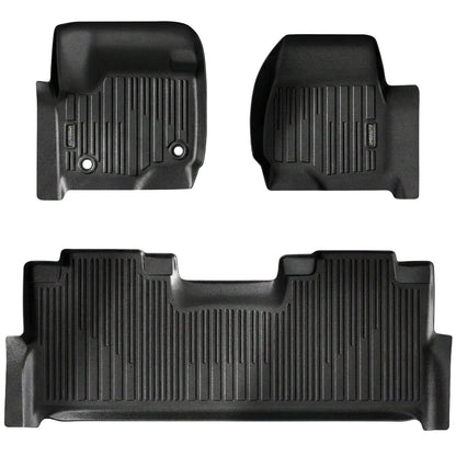 Umbrauto Custom Fit Floor Mats for Ford F250 F350 F450 2017-2025 2026 Super Duty Crew Cab, All Weather Protector TPE Truck Floor Liners for Front Bucket Seats, Rear W/Fold-Flat Storage, Carpet Floor