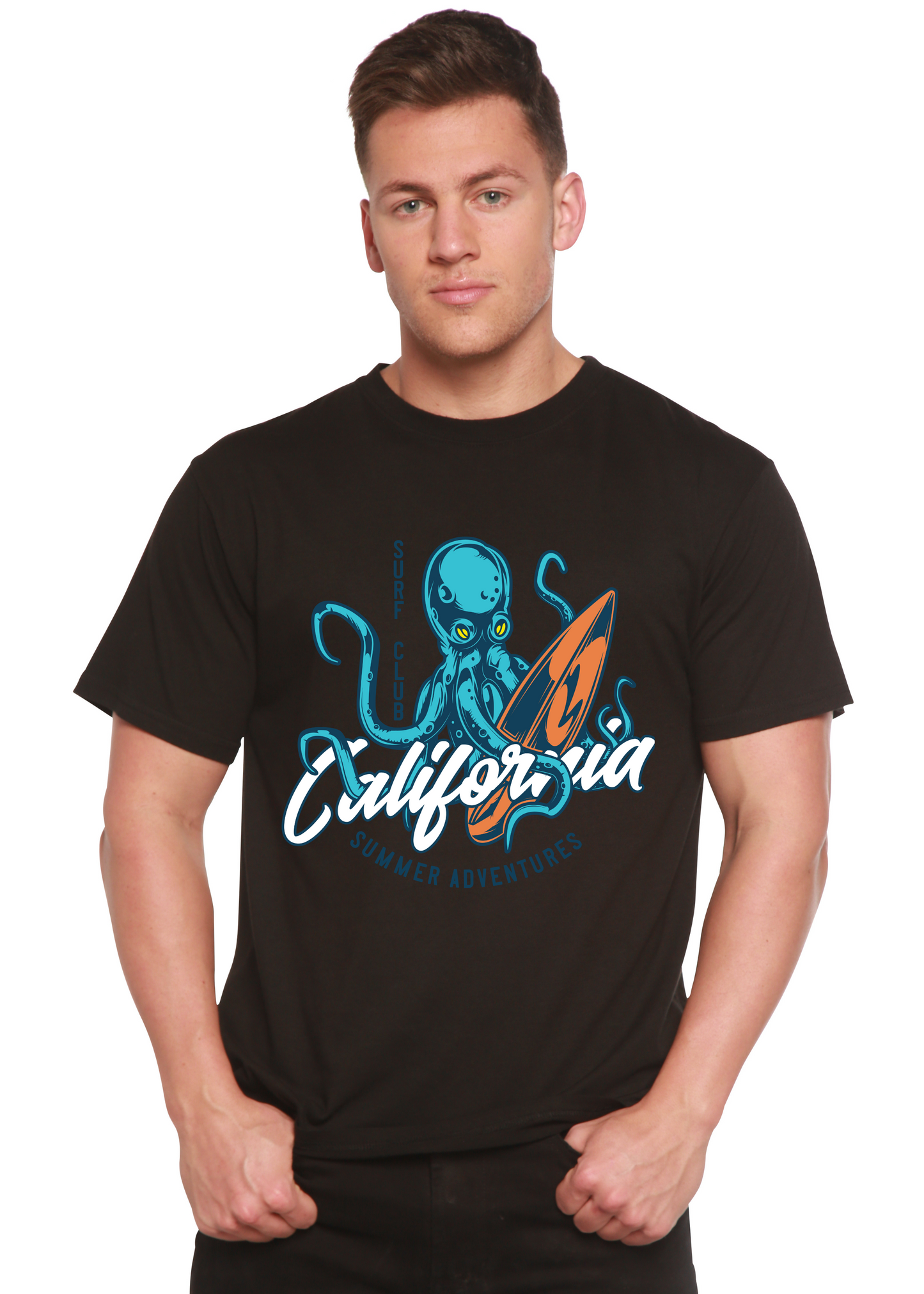 T-shirt graphique à manches courtes en bambou-viscose/coton biologique pour homme California Summer Adventures