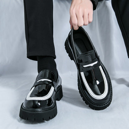 Men's Chunky Heel Fashion All-matching Simple And Comfortable Leather Shoes