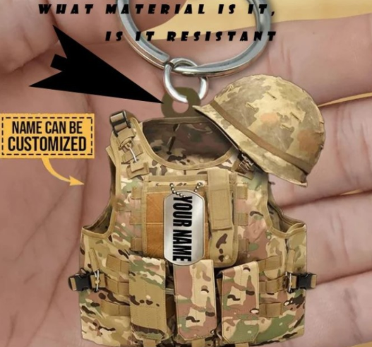 Personalized Veteran Soldier Backpack Charm – Acrylic Pendant
