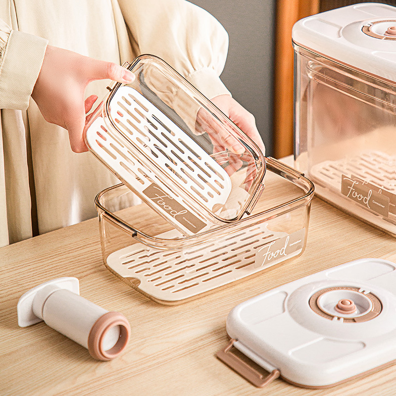 Caja de vacío para alimentos – Contenedor hermético transparente para almacenar alimentos frescos y organizar la cocina