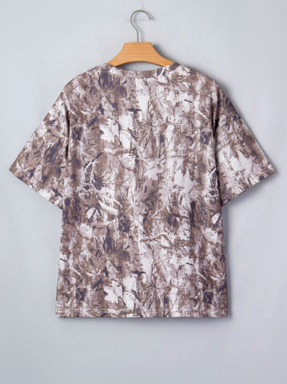 Camouflage Woodland Print Drop Shoulder Tunic Tee