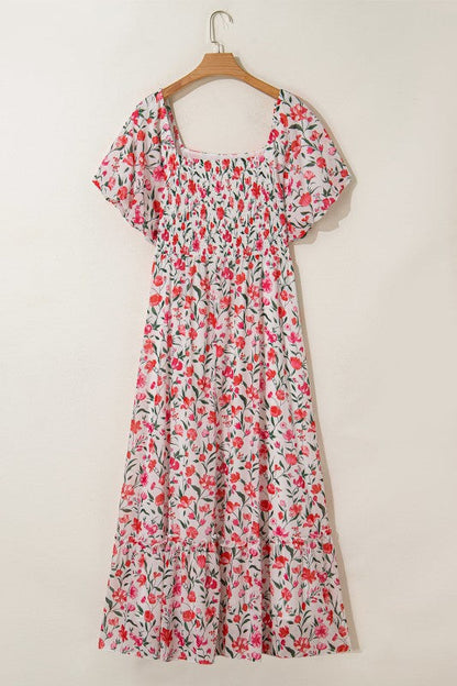 Plus Size Floral Square Neck Maxi Dress