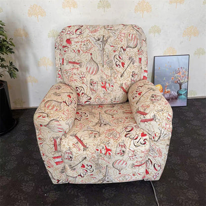 Housse de fauteuil inclinable tout compris en tissu imprimé extensible, 1 place
