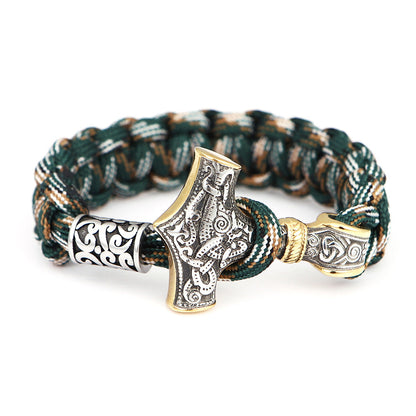 Pulsera trenzada a mano de cuerda de paraguas de titanio y acero inoxidable para hombre