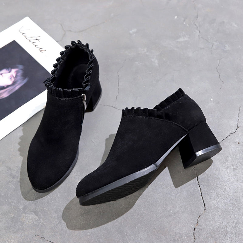 Bottes Martin givrées pour femmes style britannique, bottes courtes pour enfants, bottes à talons épais, bottes à outils, bottes à talons hauts pointus pour femmes, bottes simples printemps et automne