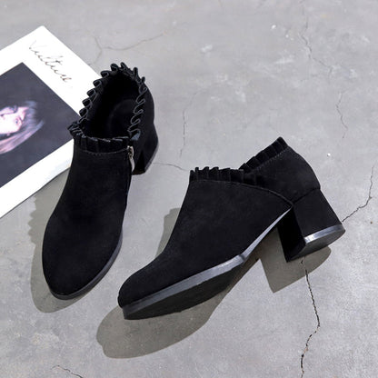 Bottes Martin givrées pour femmes style britannique, bottes courtes pour enfants, bottes à talons épais, bottes à outils, bottes à talons hauts pointus pour femmes, bottes simples printemps et automne