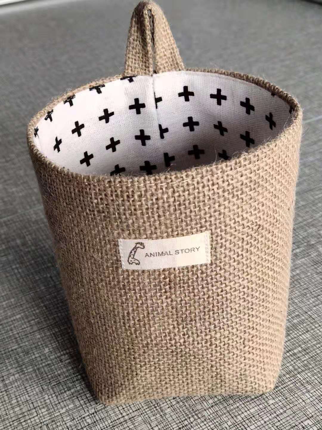 Wall-mounted Desktop Sundries Jute Storage Bag Bathroom S