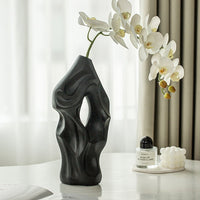 Vase Décoration Salon Arrangement Floral Céramique Sculpture d'Art Blanche Décoration