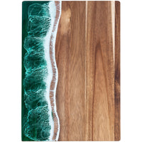 Acacia Wood Resin Wave Cutting Board Ocean River Serving Tray 46x23cm