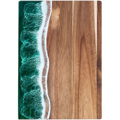 Acacia Wood Resin Wave Cutting Board Ocean River Serving Tray 46x23cm