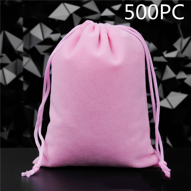 Pochette à Bijoux en Flanelle Unie avec Cordon de Serrage