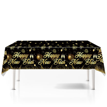 New Year Birthday Party Supplies Decoration Disposable Tableware Hanging Flag Cup Straw Tablecloth