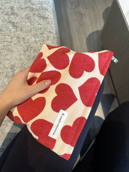Corduroy Love Heart Cosmetic Bag Portable Skin Care Products Buggy Bag