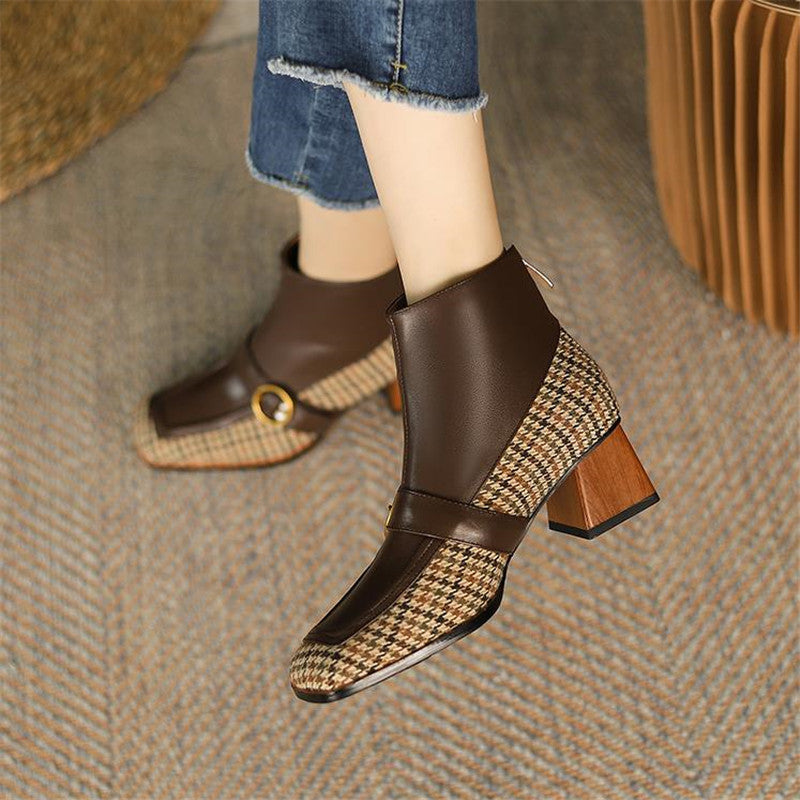 Bottes à talons hauts en cuir pour femmes grandes tailles