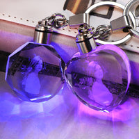 Llavero de cristal K9 con LED intermitente, marco de fotos familiar tallado personalizado, regalos de recuerdo, joyería, llavero de cristal