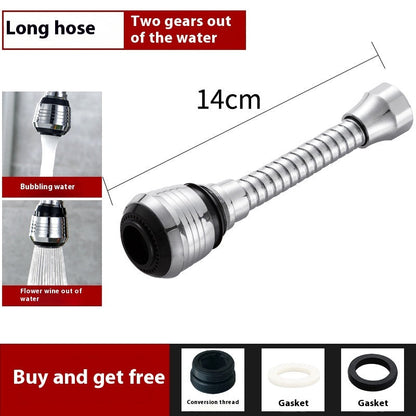 Extended Hose Dual-Mode Faucet Bubbler Sprinkler