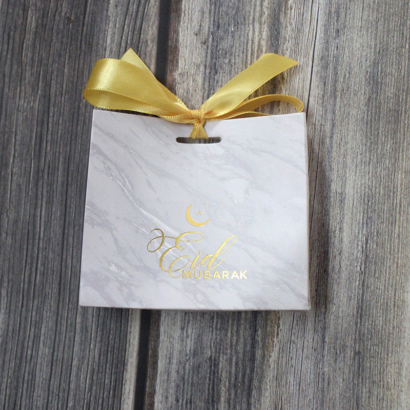 Suministros de decoración de bolsas de regalo de Eid de caja de azúcar jaspeada