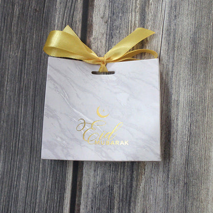 Suministros de decoración de bolsas de regalo de Eid de caja de azúcar jaspeada