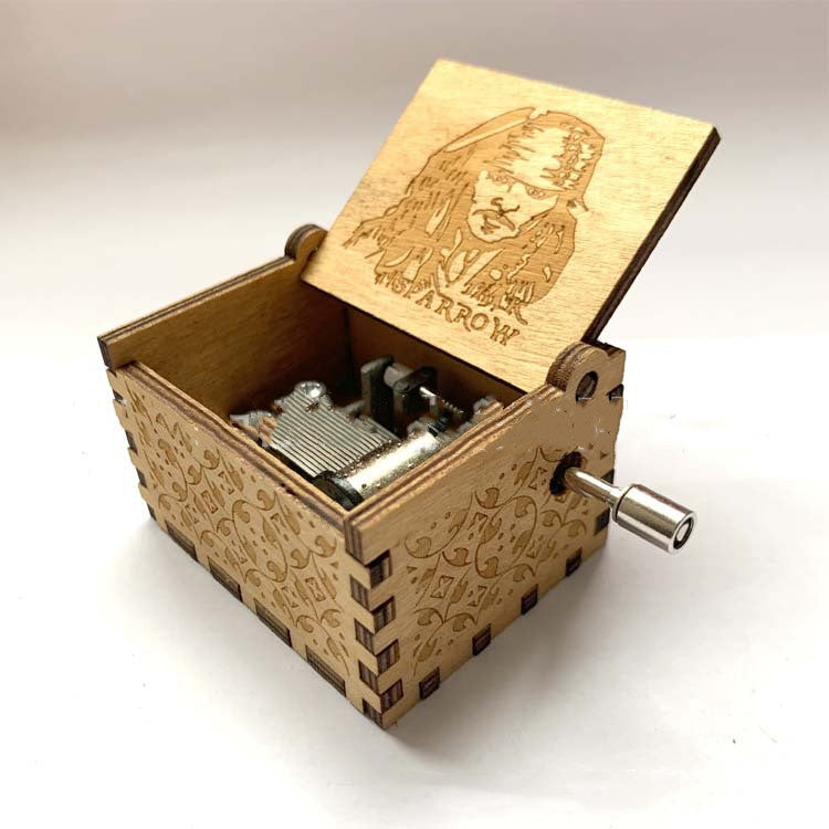 Boîte à musique sculptée en bois à manivelle, motif "Spirited Away", cadeau de Noël, d'anniversaire, décoration de fête