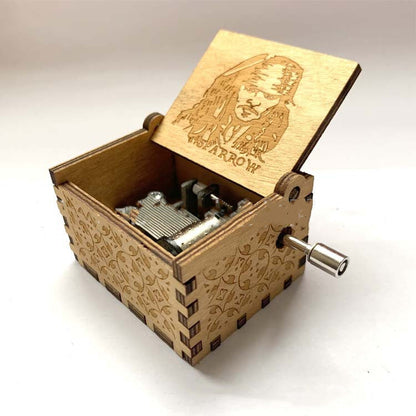 Boîte à musique sculptée en bois à manivelle, motif "Spirited Away", cadeau de Noël, d'anniversaire, décoration de fête