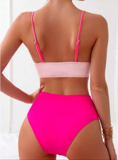 Split Swimsuit Color Matching Color Contrast Bikini Bikini Swimsuit