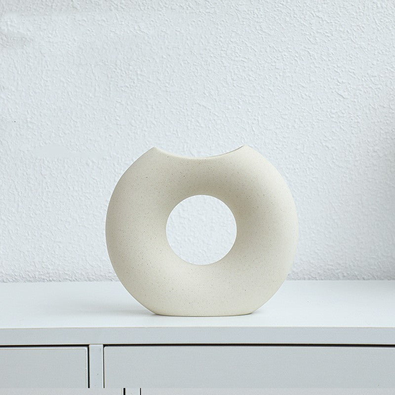 Vase en céramique style nordique, forme demi-cercle, créatif