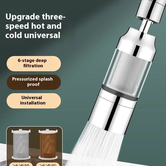 Cylindrical Double-Filter Anti-Splash Faucet Head