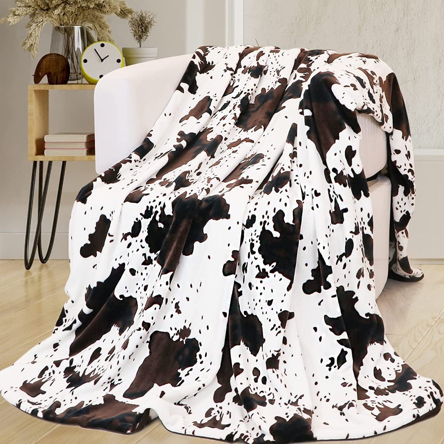 Manta de Franela Digital con Estampado de Vaca