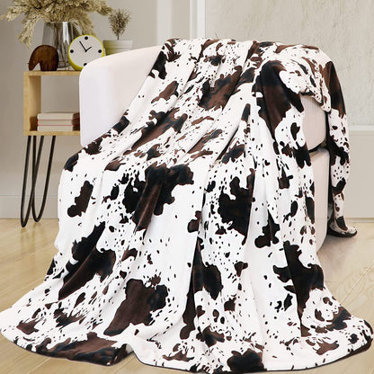 Manta de Franela Digital con Estampado de Vaca