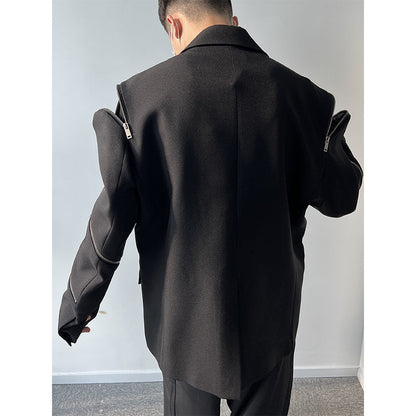Men's Niche Zipper Splicing Design In Suits