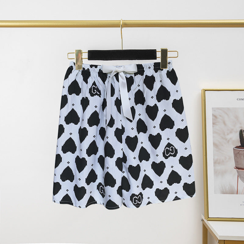 Pantalon de pyjama en soie de coton pour femme, short d'été fin et décontracté