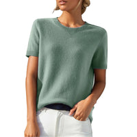 Cashmere Crew Neck Short Sleeve Sweater