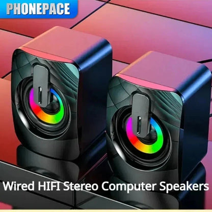 Computer Speaker Stereo Sound with Microphone – 3.5mm AUX PC Speaker for Home