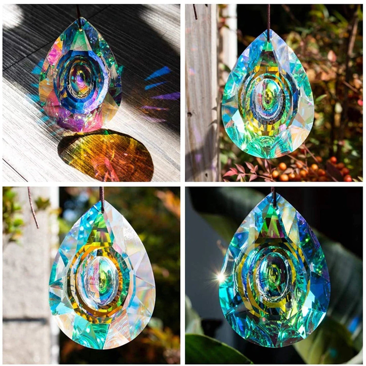 Grand pendentif prisme arc-en-ciel en cristal, attrape-soleil, décoration suspendue avec réfraction de la lumière, décoration de mariage, de maison, de fête