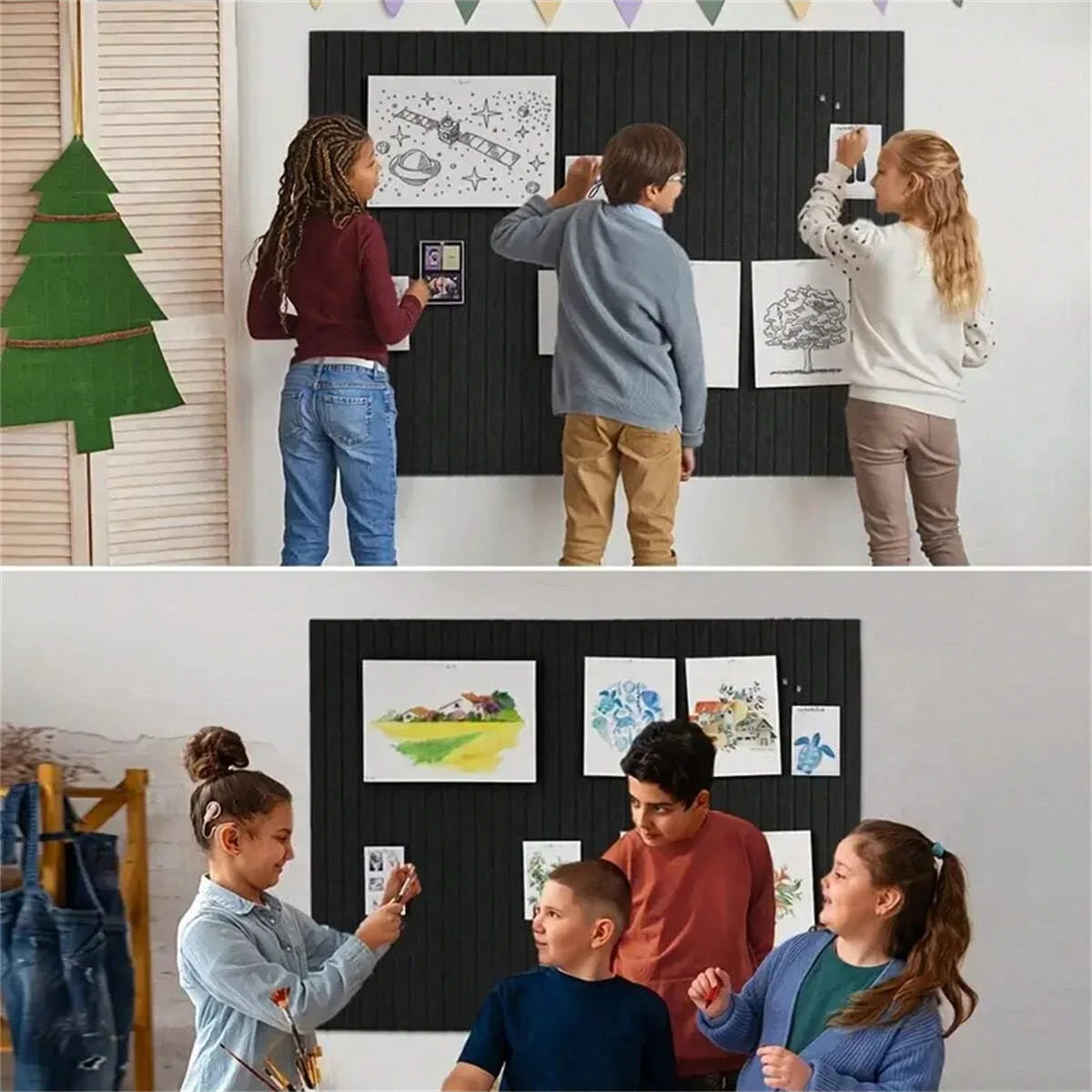 6 panneaux muraux en feutre pour bureau, alternative grand tableau en liège, réduisant le bruit, pour affichage, tableau perforé, mémo photo, pour la maison