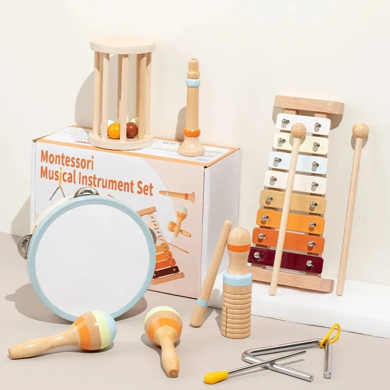 Kit de jouets éducatifs Montessori en bois pour enfants, ensemble d'instruments de musique xylophone