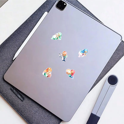 1Roll (500Pcs) Irregular Watercolor Mermaid Stickers | Decorative Stationery Labels