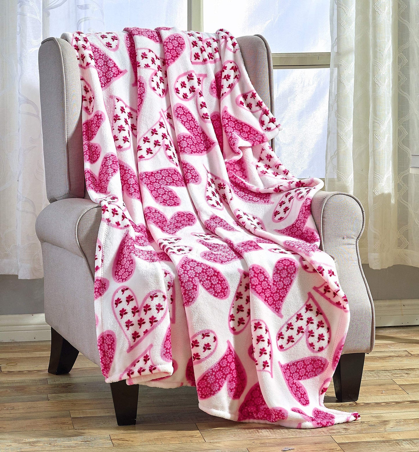 FAITH, HOPE, LOVE HOME DÉCOR Heart Throw Blanket – Ultra Soft Microplush 50"x60" | Cozy Love Theme Gift for Couch, Bed, Travel | Washable