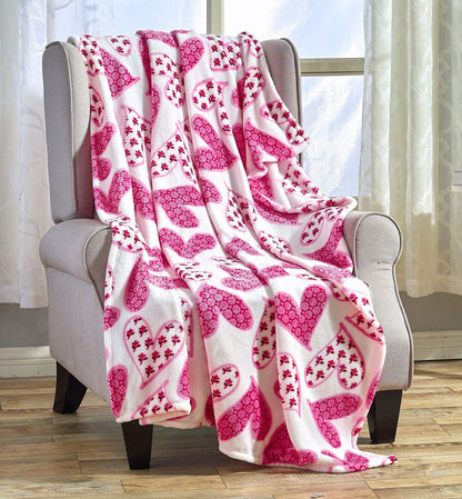 FAITH, HOPE, LOVE HOME DÉCOR Heart Throw Blanket – Ultra Soft Microplush 50"x60" | Cozy Love Theme Gift for Couch, Bed, Travel | Washable