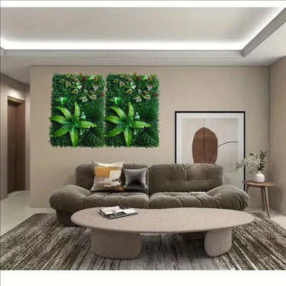 1pc Artificial Green Plant Wall Panels Simulation Plant Background Wall Decoration 3D Bionic Plant Outdoor Lawn, Fake Grass