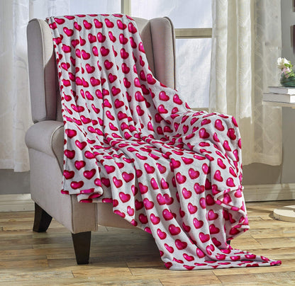 FAITH, HOPE, LOVE HOME DÉCOR Heart Throw Blanket – Ultra Soft Microplush 50"x60" | Cozy Love Theme Gift for Couch, Bed, Travel | Washable