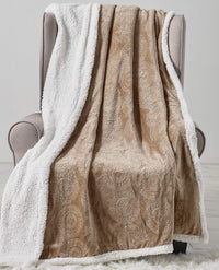 Decor&More Bon Iver Collection Extra Soft Mandala Embossed Microplush Throw Blanket with Sherpa Backing (50" x 60")