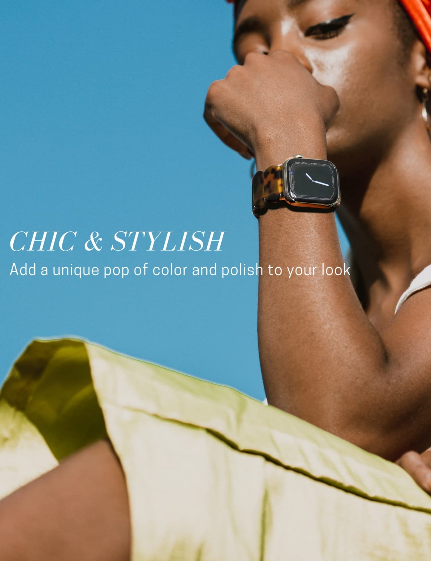 Bracelet en résine pour Apple Watch version ovale - motif écaille de tortue