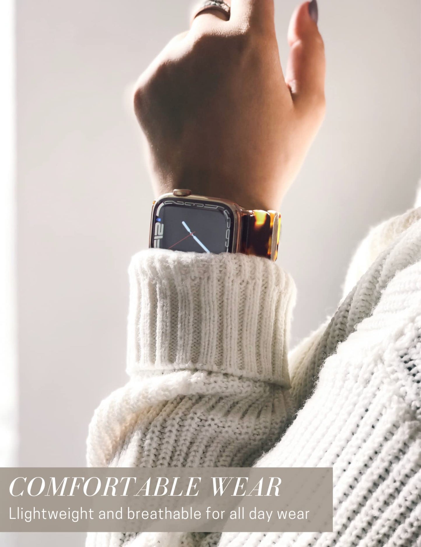 Bracelet en résine pour Apple Watch version ovale - motif écaille de tortue