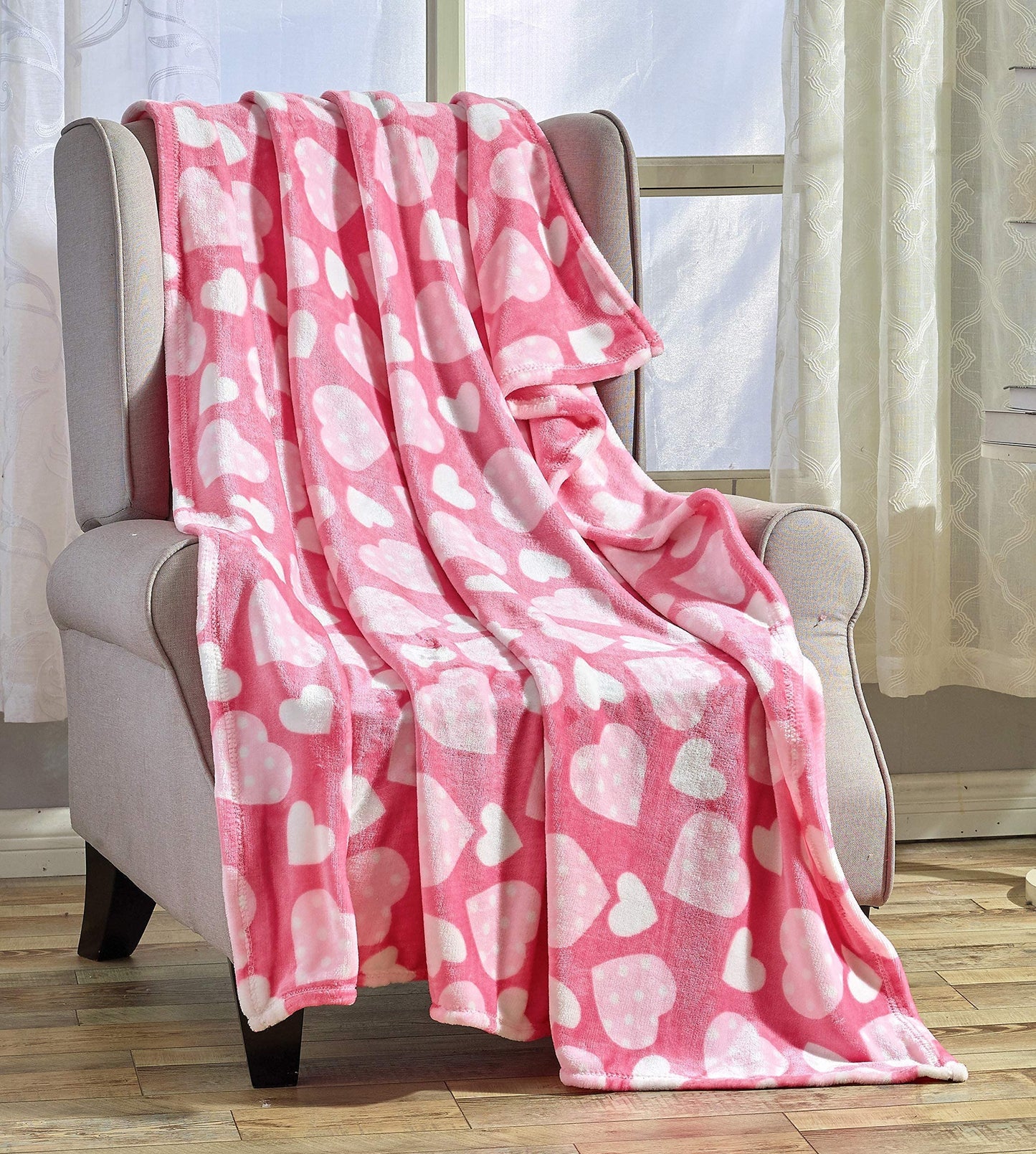 FAITH, HOPE, LOVE HOME DÉCOR Heart Throw Blanket – Ultra Soft Microplush 50"x60" | Cozy Love Theme Gift for Couch, Bed, Travel | Washable