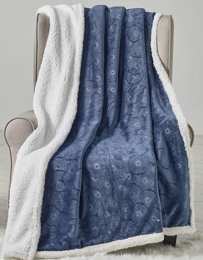Decor&More Bon Iver Collection Extra Soft Bursting Fireworks Embossed Microplush Throw Blanket with Sherpa Backing (50" x 60")