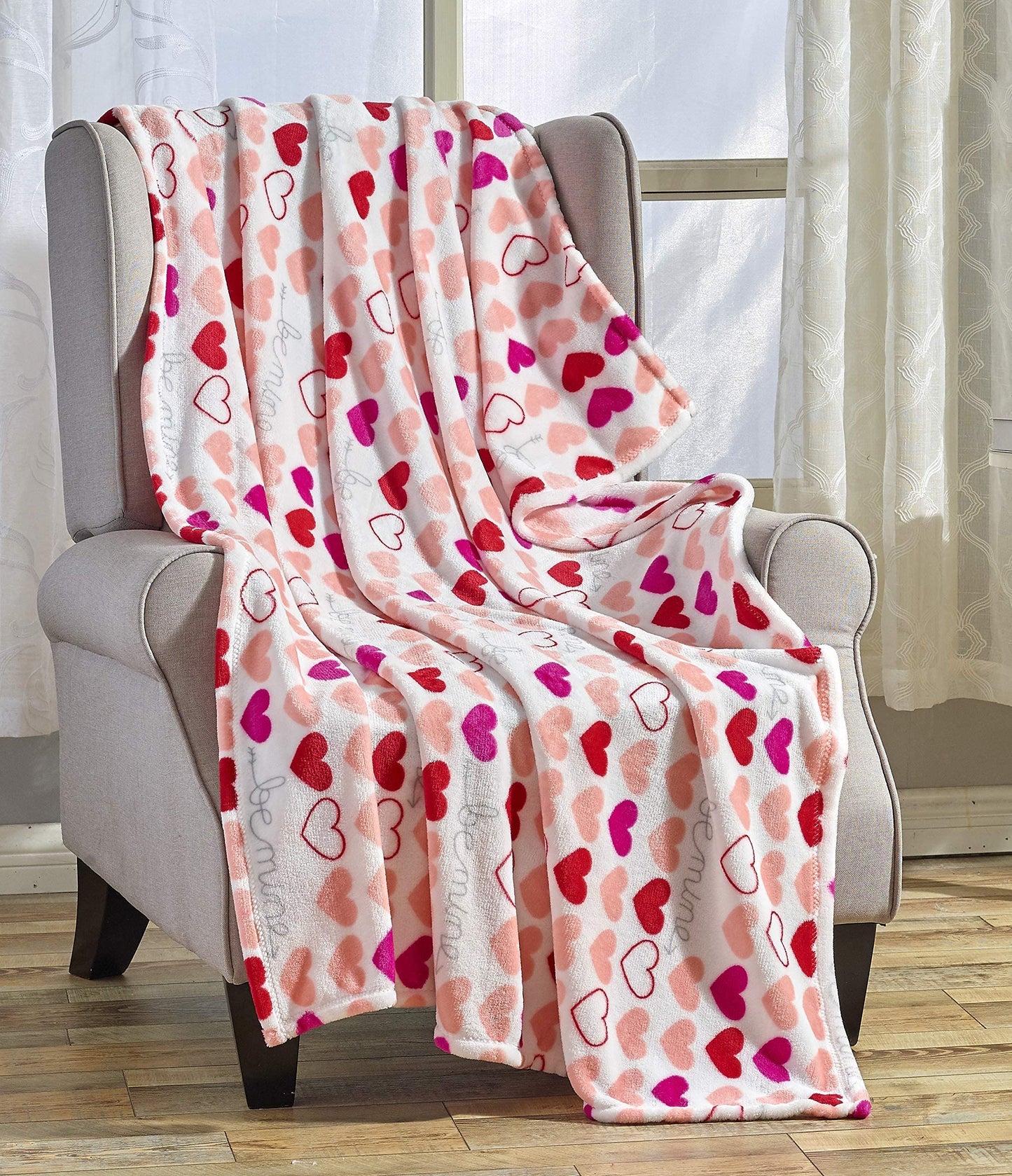 FAITH, HOPE, LOVE HOME DÉCOR Heart Throw Blanket – Ultra Soft Microplush 50"x60" | Cozy Love Theme Gift for Couch, Bed, Travel | Washable