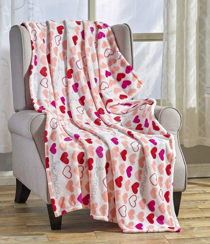 FAITH, HOPE, LOVE HOME DÉCOR Heart Throw Blanket – Ultra Soft Microplush 50"x60" | Cozy Love Theme Gift for Couch, Bed, Travel | Washable