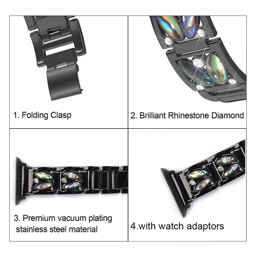 Bracelet de montre en métal pour Apple Watch 49mm - Noir (compatible également avec 42mm, 44mm, 45mm)